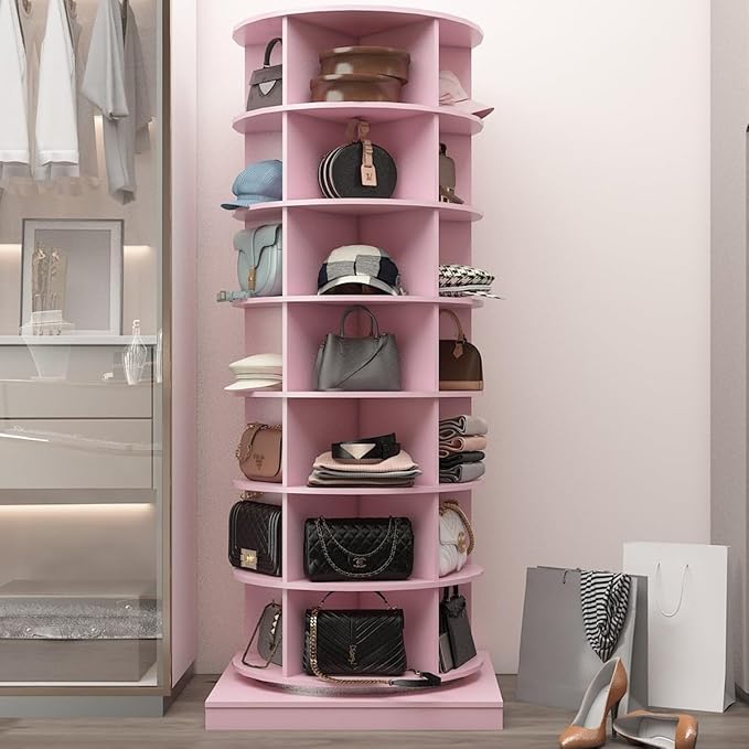 7 Tier Rotating Shoe Rack,Spinning Shoe Rack Organizer,Lazy Susan Shoe Rack Tower,Free Standing 360° Revolving Shoe Rack,Elegant Shoe Carousel