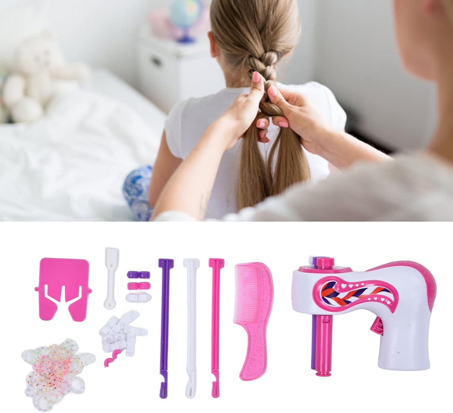 Electric Hair Braiding Machine, Automatic Rotating Hair Twisting Tool with Safe Design, Efficient for Girls and Kids DIY Styling